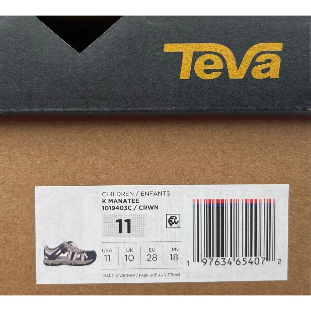 Teva Manatee Boys Girls Sport Sandals Size 11 Gray Navy Blue Closed Toe Shoes‎